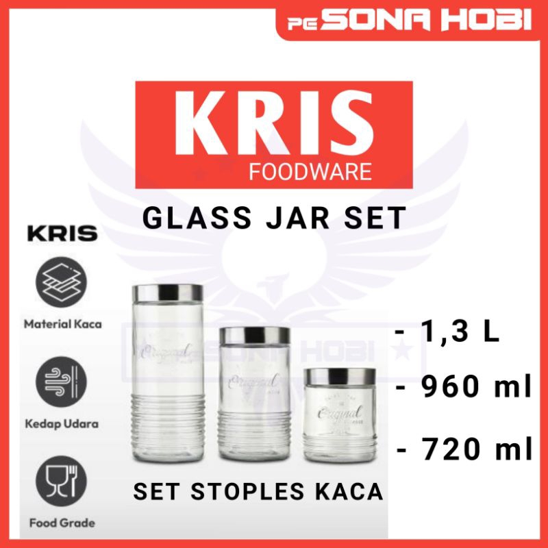 SET STOPLES KACA KRIS FOODWARE GLASS JAR SET