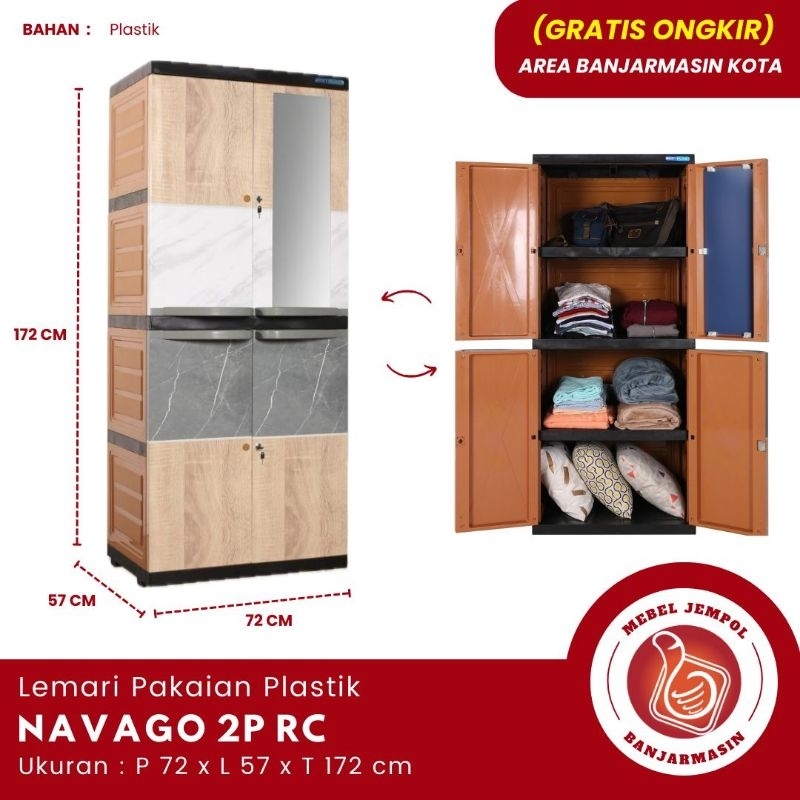 Almari Pakaian Plastik Navago 2P RC