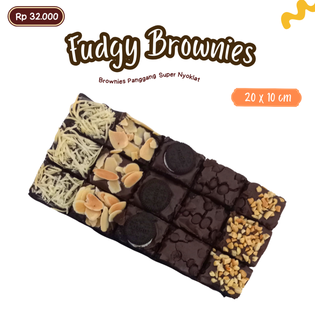 

FUDGY BROWNIES 20X10 PREMIUM | BROWNIES OVEN | KUE ULTAH (BROWNIES PANGGANG)