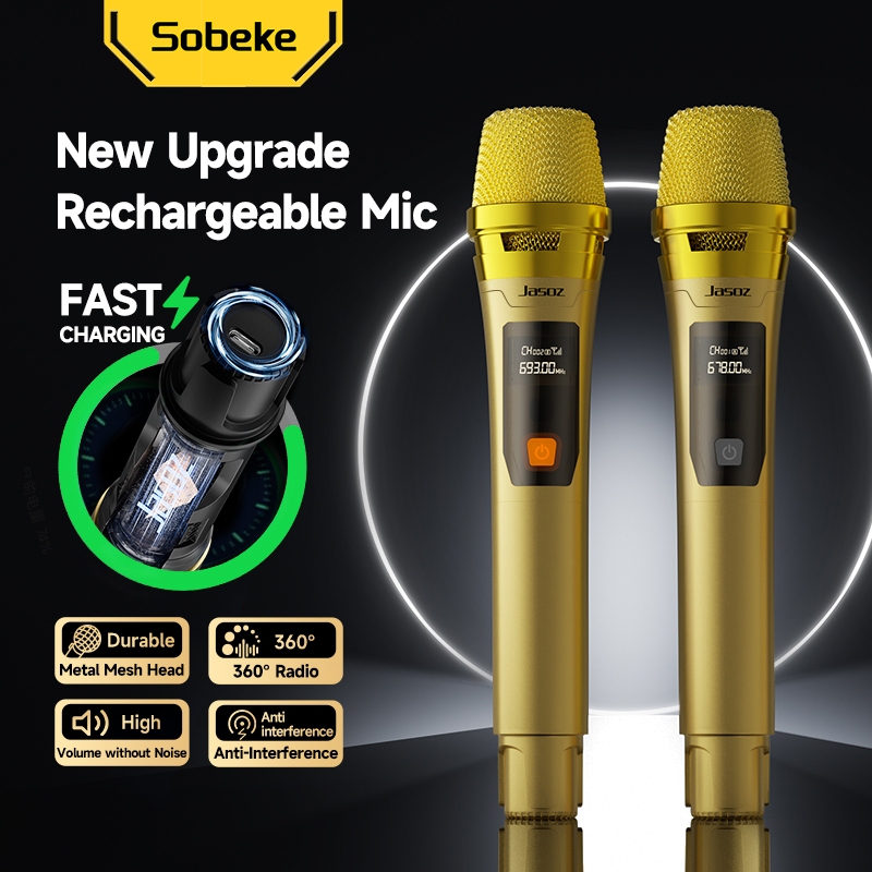 Mic Wireless Bluetooth Karaoke Microphone Tanpa Kabel Rechargeable Baterai Portable Sobeke