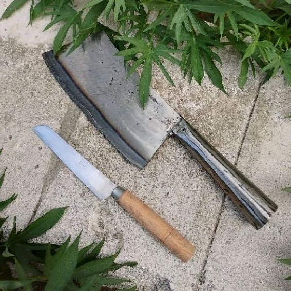 Pisau Cacah Tulang/Daging - Pisau Baja Per Sepuh Tua Bonus Pisau Kecil