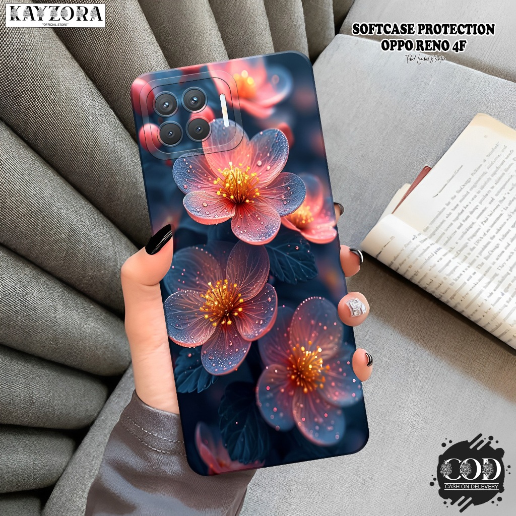 Softcase Hp OPPO RENO 4F Terbaru KAYZORA Fashion Case Bunga Case OPPO RENO 4F Silikon Pro Camera Cas