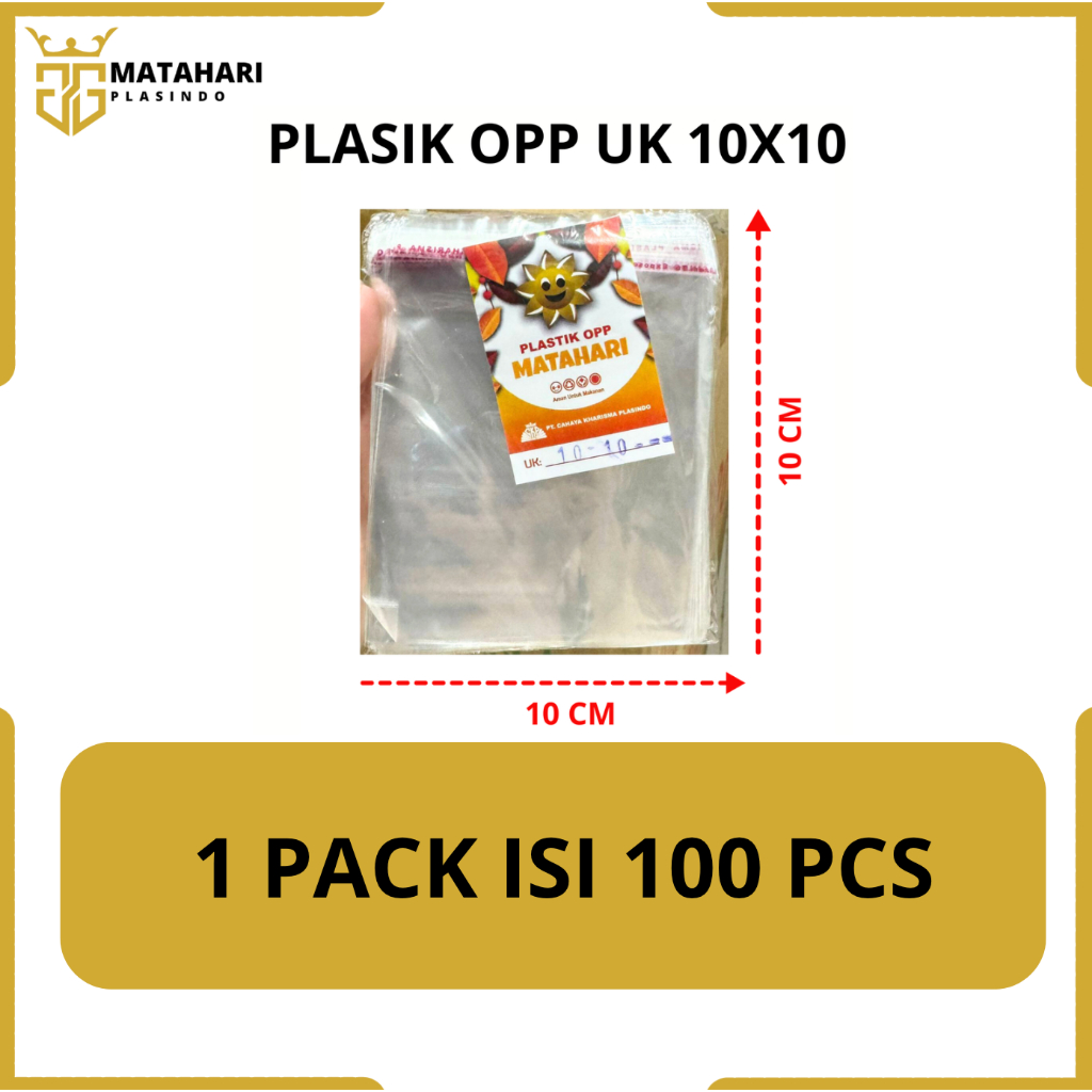 

GMP - PLASTIK OPP SEAL LEM-PACKING BAJU PER 100pcs UK 10X10 - Bening Seal Lem Kue Roti Pie Bakery DVD Amplop Sendok Garpu Undangan