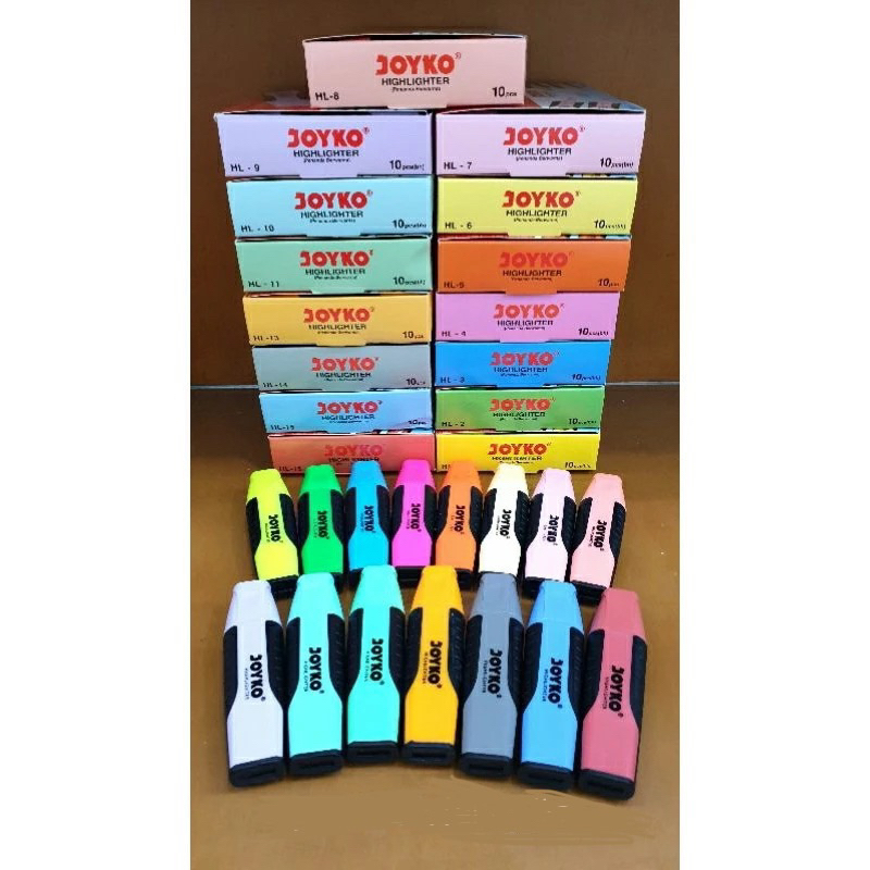 

(1 Box isi 10) Joyko Highliter Stabilo Pewarna Penanda Tulisan Grosir Murah ATK