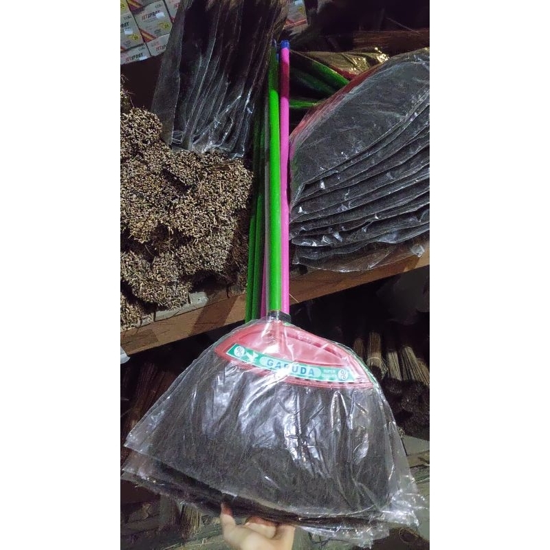 Sapu Ijuk Hitam Pakai Plastik Panjang