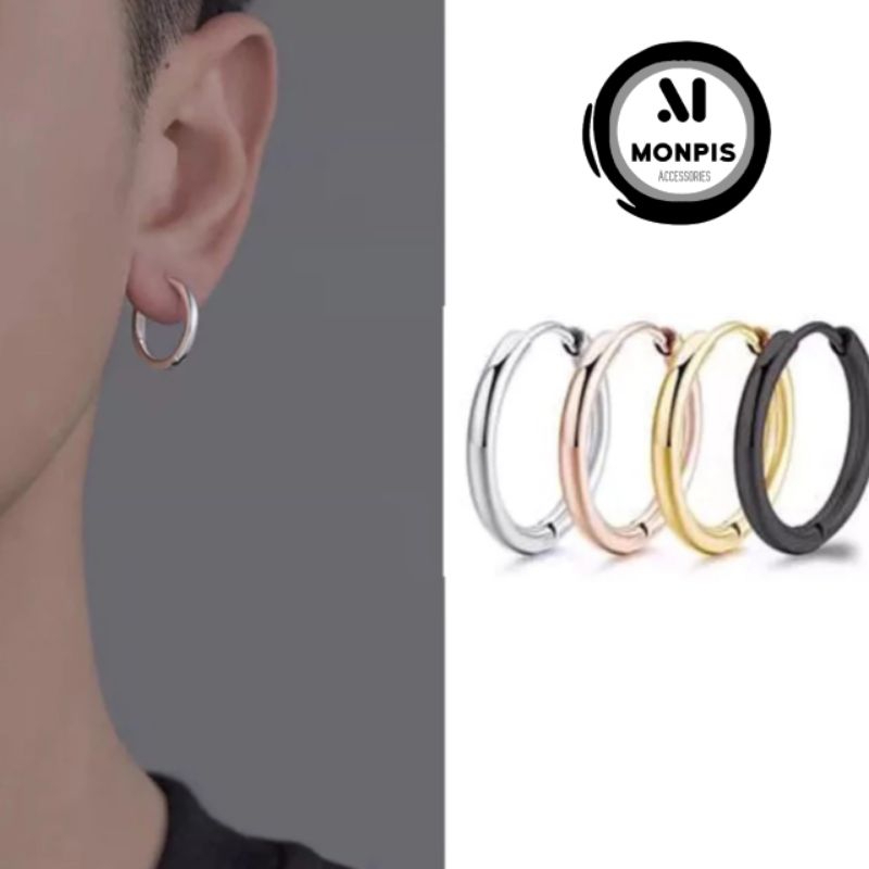 Anting titanium Anting hoop Anting bulat Anting pria Anting wanita