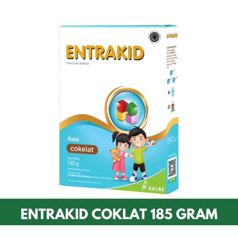 

Entrakid Susu Penambah Berat Anak Vanila / Cokelat Kalbe 185g