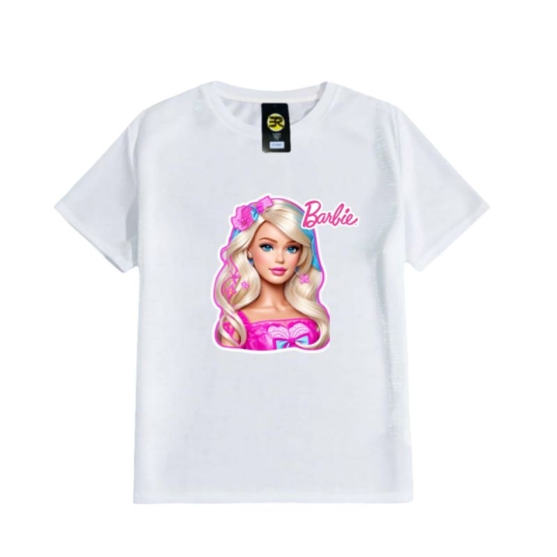 KAOS anak karakter Barbie perempuan, baju anak Barbie, kaos Baju Barbie