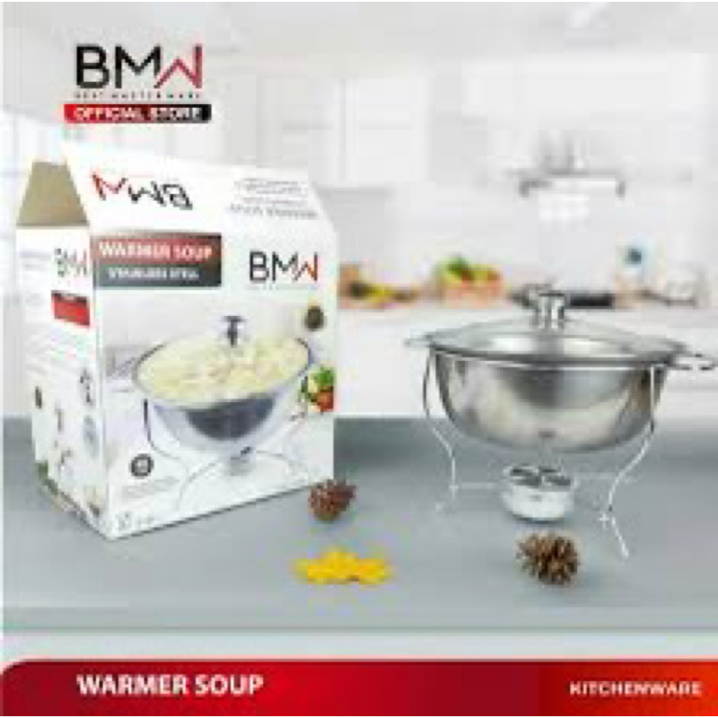 Warmer Soup Stainnles Tutup Kaca BMW/ Alcohol Stove Tutup Kaca BMW Uk 28Cm