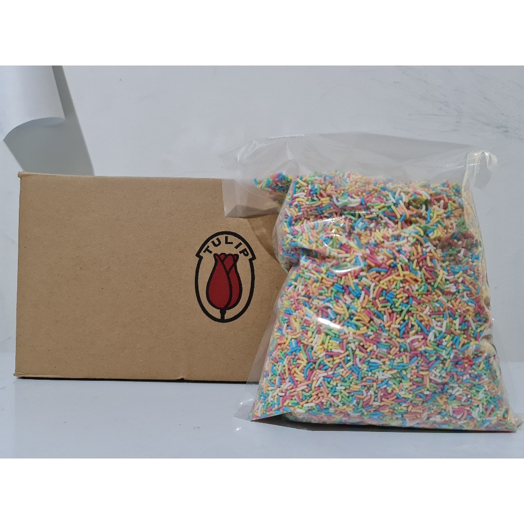 Coklat cokelat meses mesis meises warna warni rainbow kiloan Tulip 1kg 1 kg