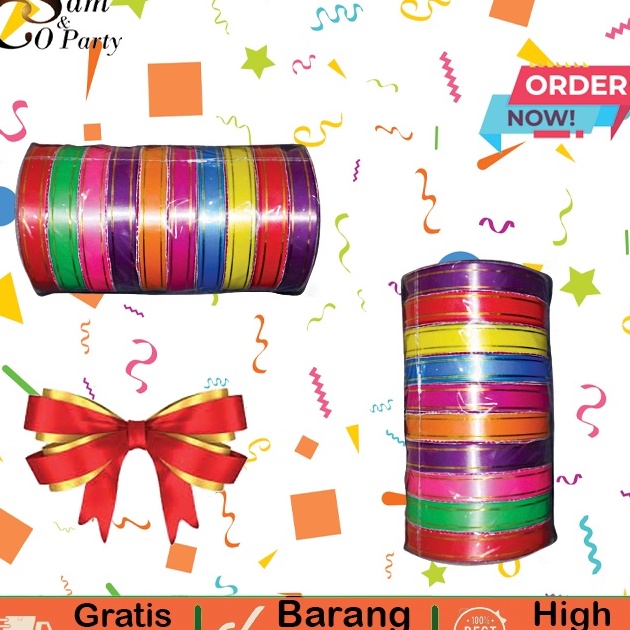 

PAKET 1 ROLL PITA JEPANG LIST EMAS 18MM MIX WARNA KERAJINAN TANGAN