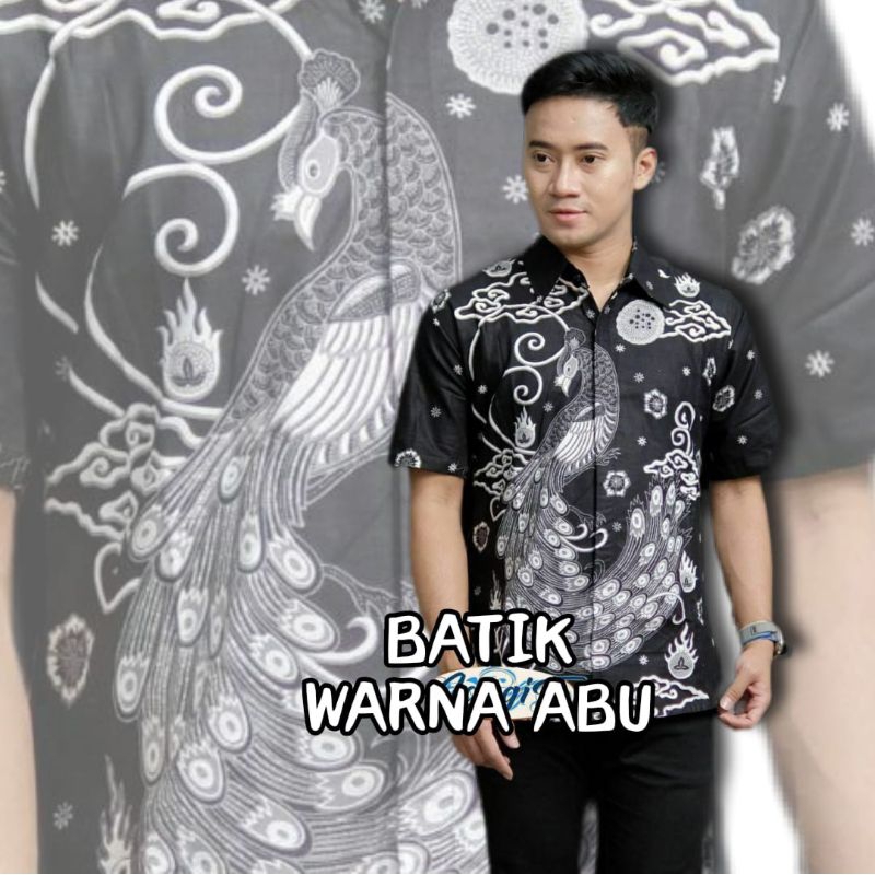 Batik motif Merak ATASAN PRIA Batik Modern Tradisional Batik Hitam Baju Pria Hitam