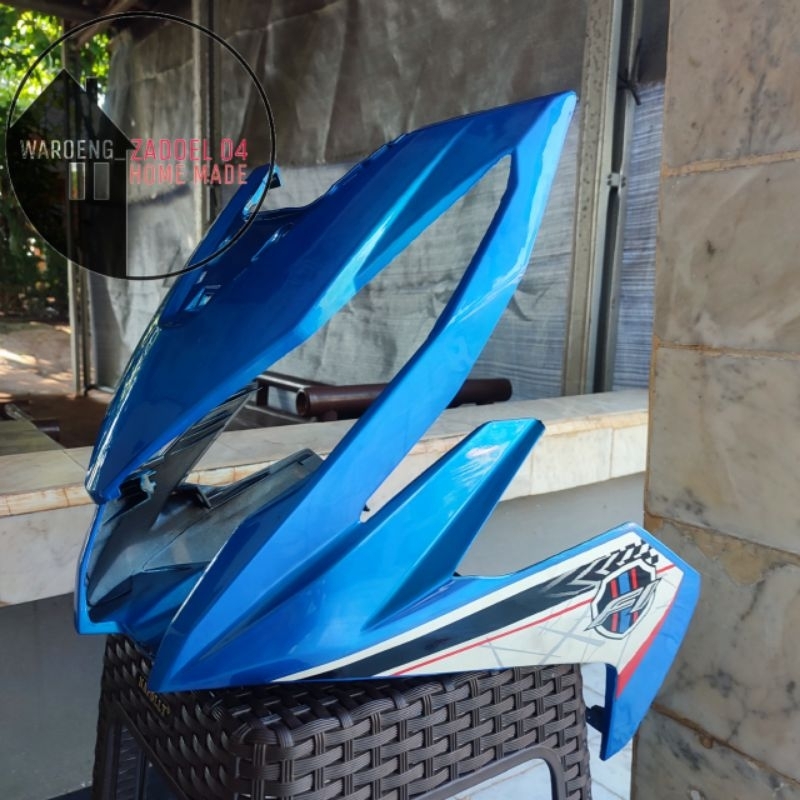 Tameng Depan Honda Beat Fi Esp ECO Biru Berstriping