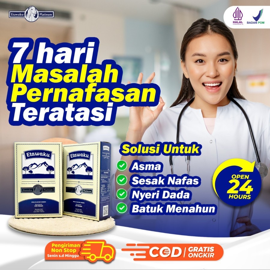 

Etawaku Platinum 200gr Susu Kambing Etawa Murni + Krimer Bubuk yang Berkhasiat Tinggi Memiliki Kandungan Protein Kolostrum dan Vitamin Kompleks yang lengkap dan Rendah Lemak Tulang sehat / Nafas Lega