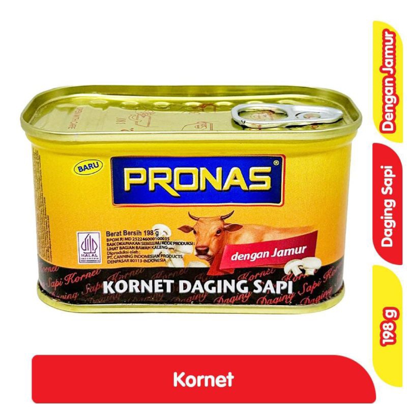 

Pronas Kornet Daging Sapi Dengan Jamur Kaleng 198gr/Pronas Corned Beef/Kornet Daging Sapi Pronas Kaleng 198gr