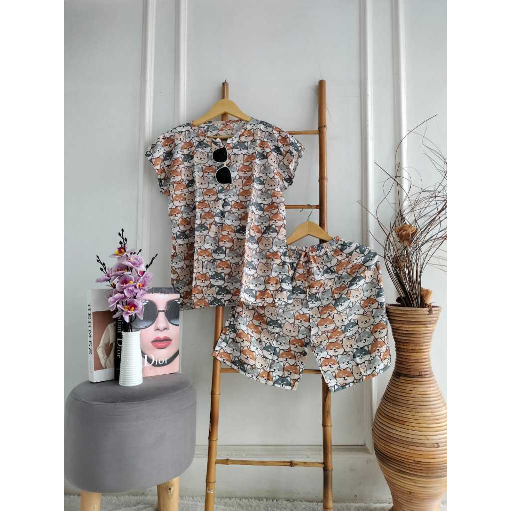 Dori Set Setelan Tidur Baju Pendek Celana Pendek