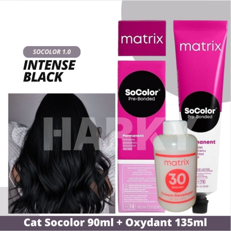 1paket - Cat Matrix Socolor 1.0 1NN Intense Black 90ml + Oxidant 20vol or 30Vol 135ml