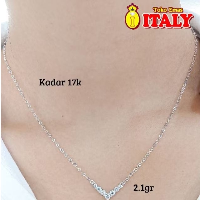 Kalung emas tua variasi v permata