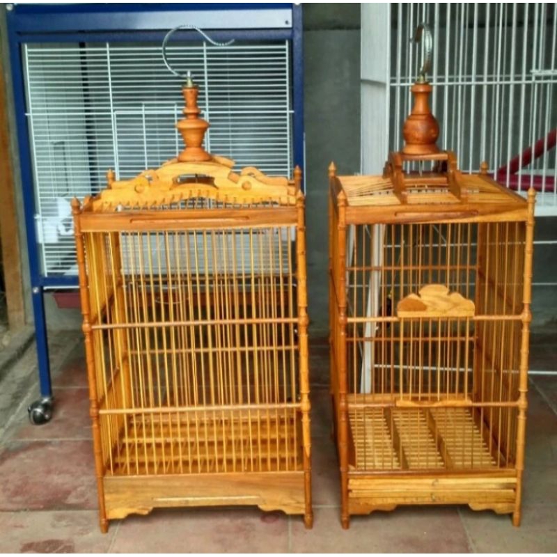 Kandang kotak kayu jati no 3 Pernisan