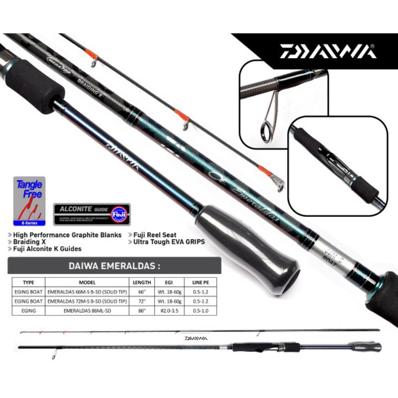Joran Daiwa Emeraldas | Rod Eging Solid Tip