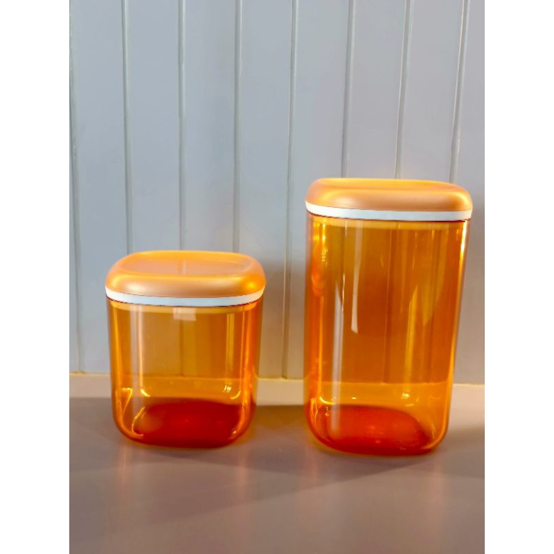 TUPPERWARE TOPLES CRYSTAL CANISTER GOLD SET