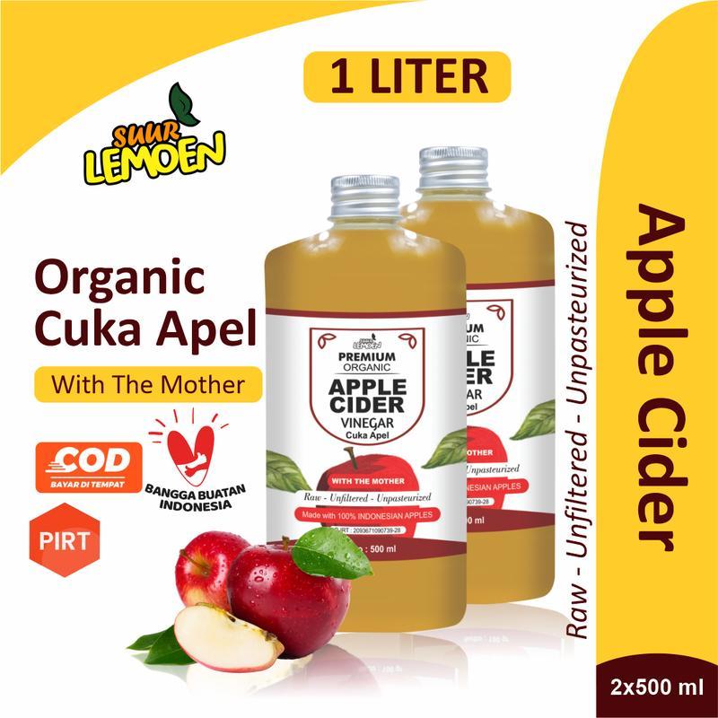 

uur Lemoen CUKA APEL - Apple Cider Vinegar 1 Liter - Premium CUKA APEL Organik With The Mother