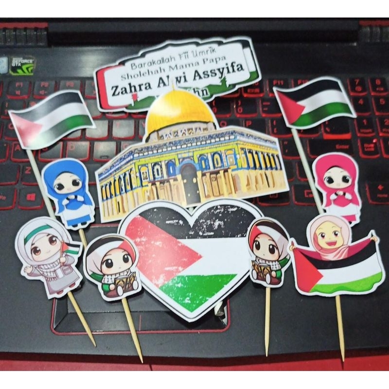 

cake topper hiasan kue palestina palestine anak hijab jilbab barakallah fii umrik 120924pls