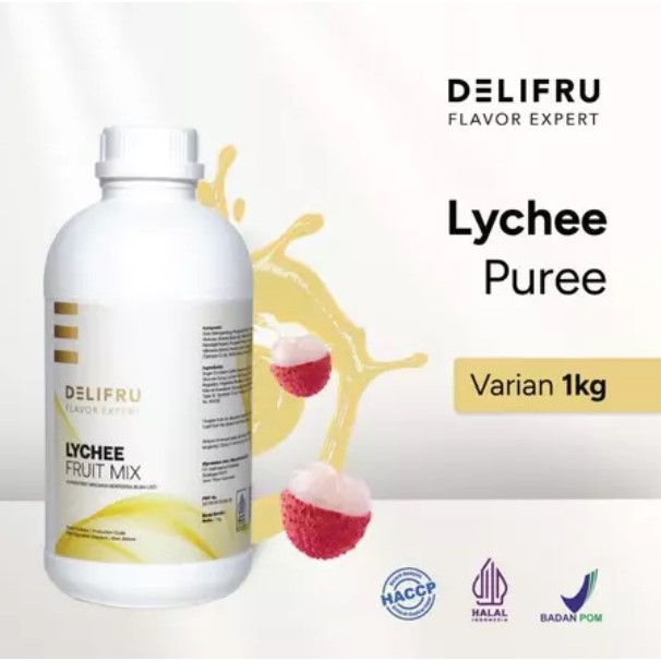 

Delifru Fruit Mix Puree Lychee Strawberry - Puree Leci Stroberi 1 Kg