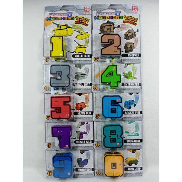 Emco Pocket Morphers Mainan Robot Angka 0-9 bisa pilih varian