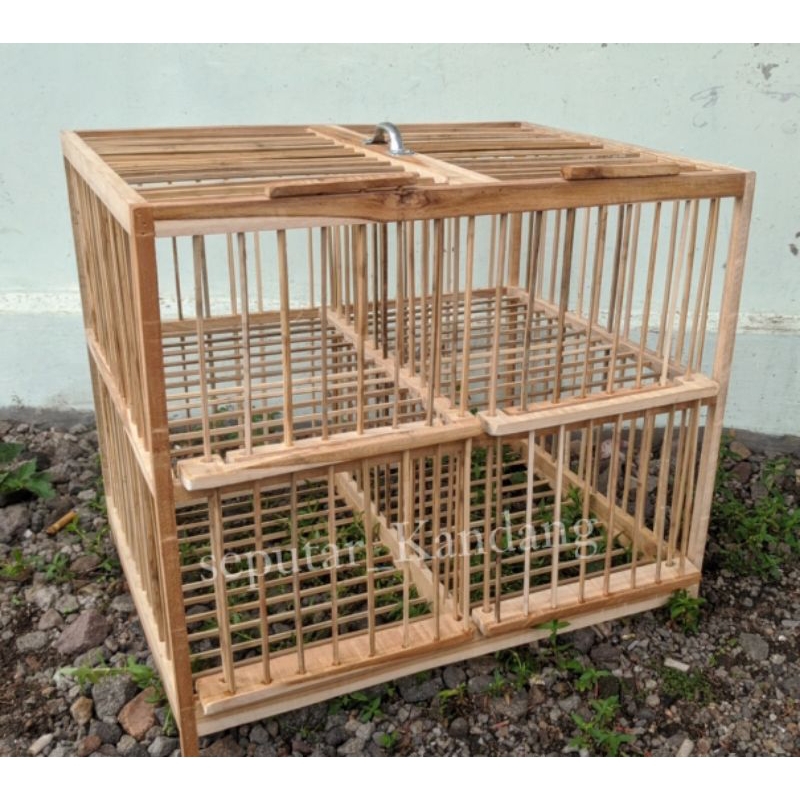 SANGKAR DONGDANG MERPATI 4 PINTU KAYU JATI (PACKING KAYU)