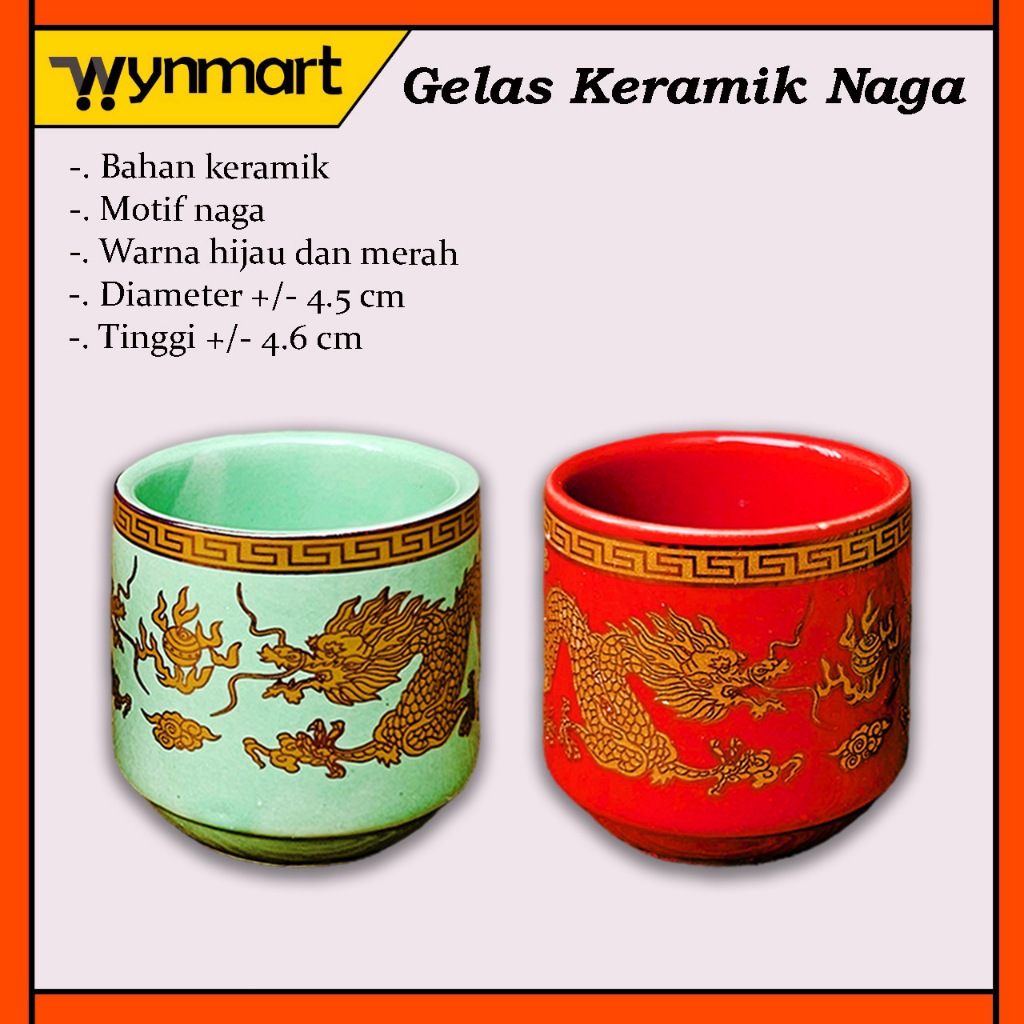 Gelas Sembahyang Keramik / Cangkir Keramik Motif Naga