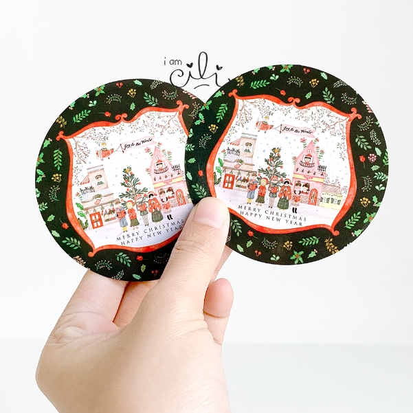 

(SC080) Stiker natal merry christmas CLAIRE toples paperbag dus kotak iamcili diameter 8cm [32 pcs]