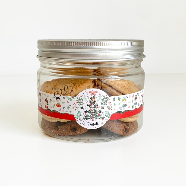 

(SC082) Stiker natal merry christmas CLAUS (JAM) untuk toples 350gr / toples jar tabung [isi 40]