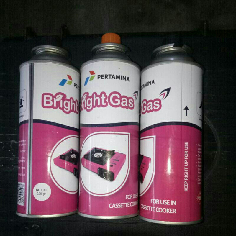 Termurah Gas Portable Paket 3 Pcs BrightGas, wonderfull, Tokai netto 220gram kondisi tabung 70-85%