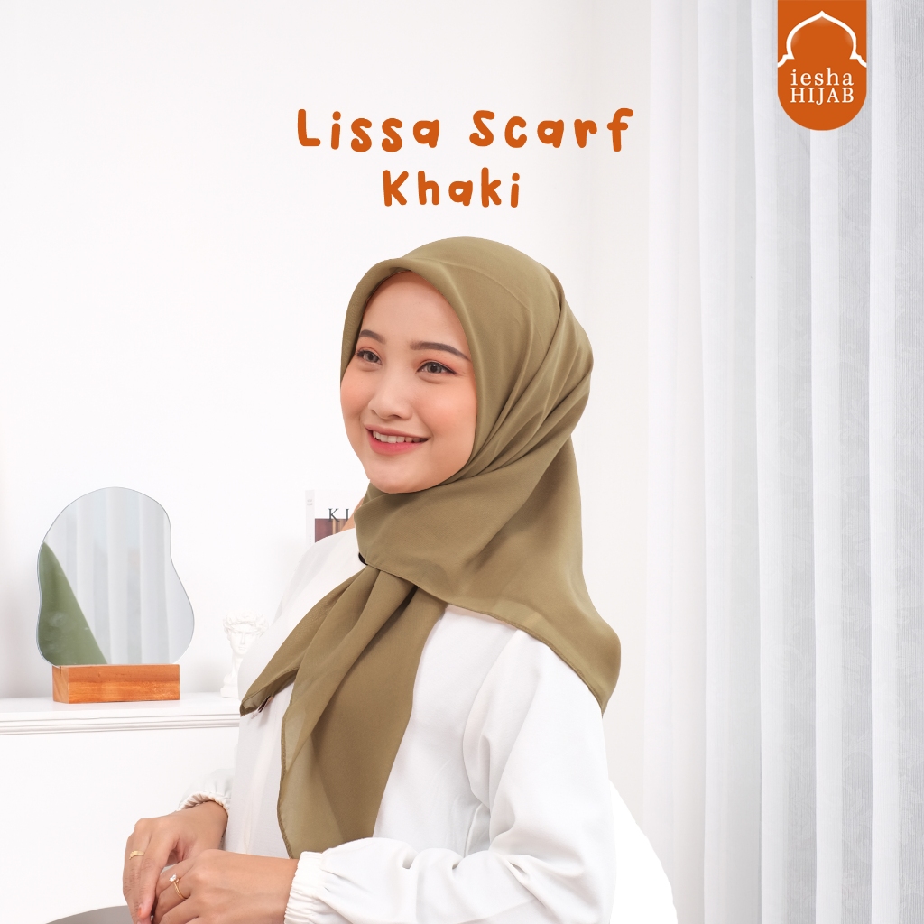 LISSA SCARF KHAKI PNS - Jilbab segiempat bahan double hycon,Free pentul peniti