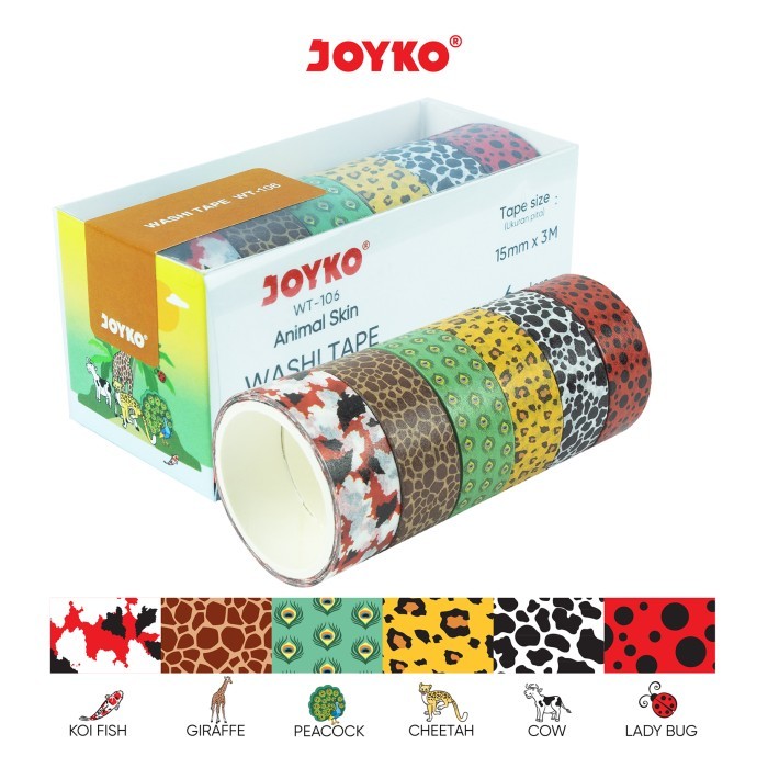 

DM- Washi Tape Pita Perekat Selotip Kertas Warna Joyko WT-106 Animal Skin ORIGINAL