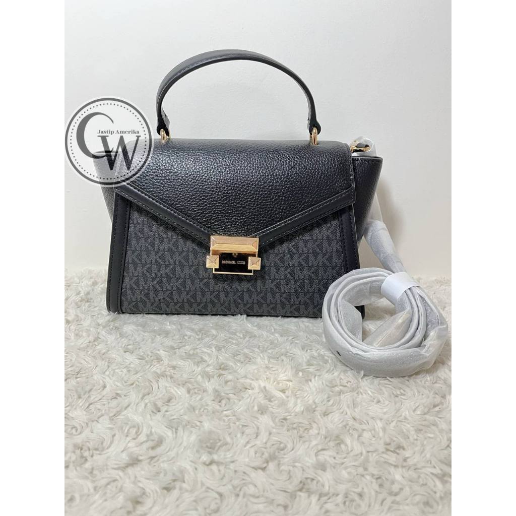 Michael Kors Whitney Medium Flap Satchel Black