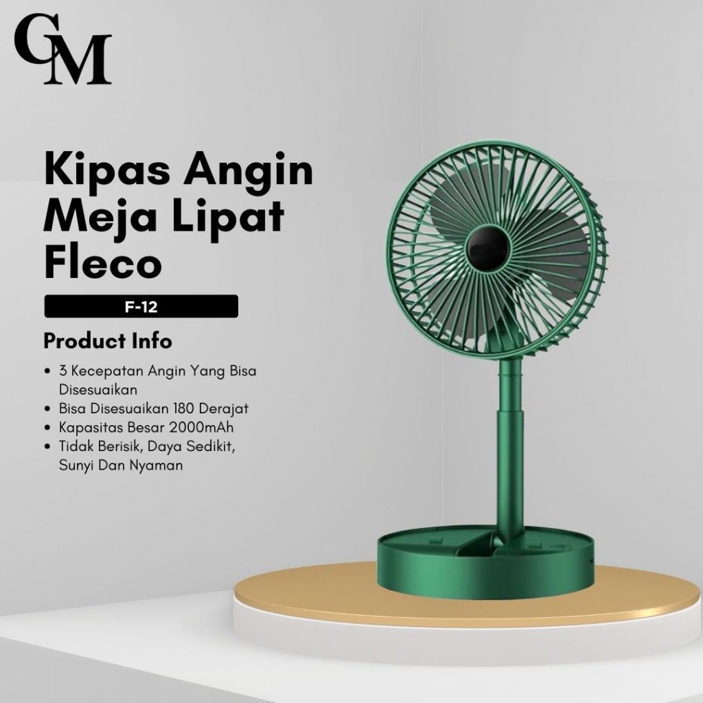 FLECO Mini Fan Kipas Angin Portable - Kipas Angin Lipat Kapasitas Batre 2000 Mah
