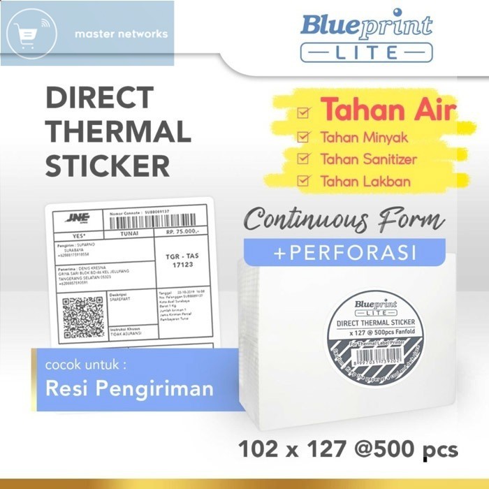 

Blueprint Lite Direct Thermal Sticker Label Stiker 102x127 mm 1 Line 500 pcs