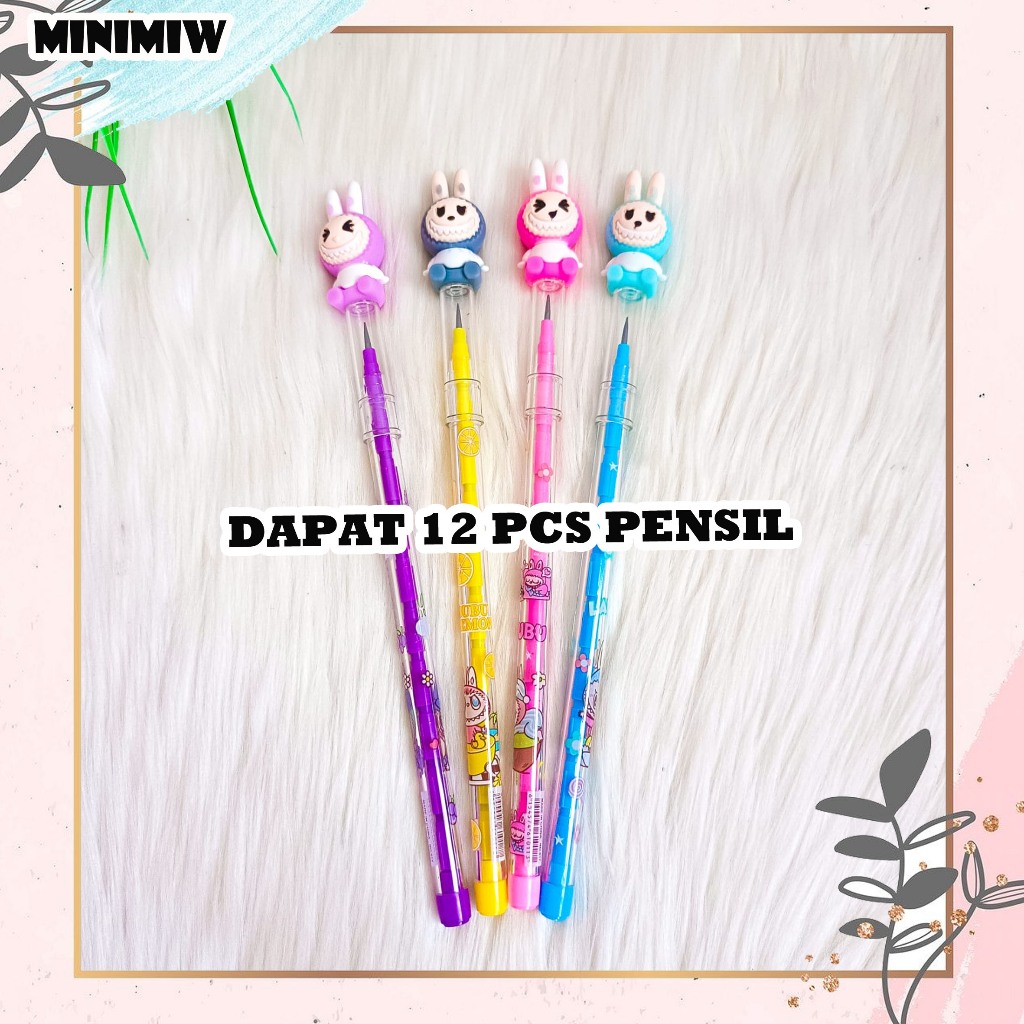 

SELUSIN (12 PCS) PENSIL SUSUN LABUBU POPMART THE MONSTER TOY COLLECTION KARAKTER KARTUN BENSIA PELURU REFILL BISA ISI ULANG KARAKTER UNIK MURAH PENCIL ALAT TULIS KANTOR SEKOLAH MURAH TERMURAH COD
