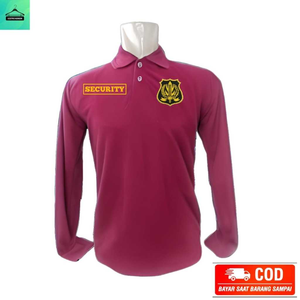 POI KAOS KERAH SHIRT BORDIR SECURITY LOGO KUNING LENGAN PANJANG BAHAN LACOSTE TERSEDIA BANYAK WARNA