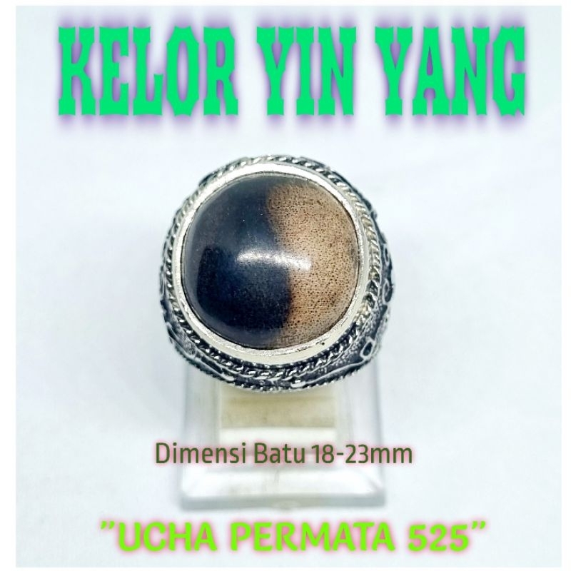 cincin kelor motif yin yang / batu galih kelor yinyang asli natural