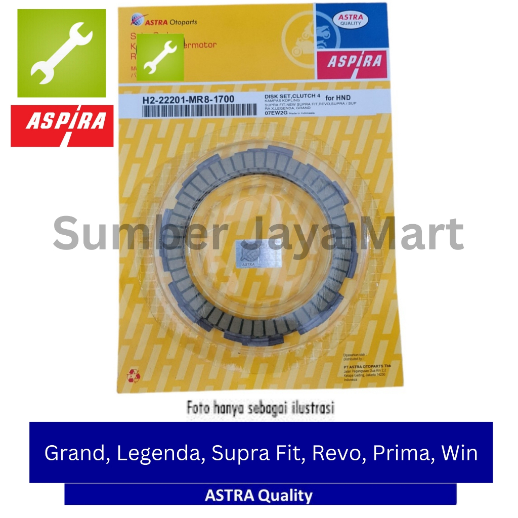 Kampas Plat Kopling Honda GRAND, LEGENDA, SUPRA X FIT NEW, REVO, PRIMA, STAR WIN MR8 ASPIRA Original