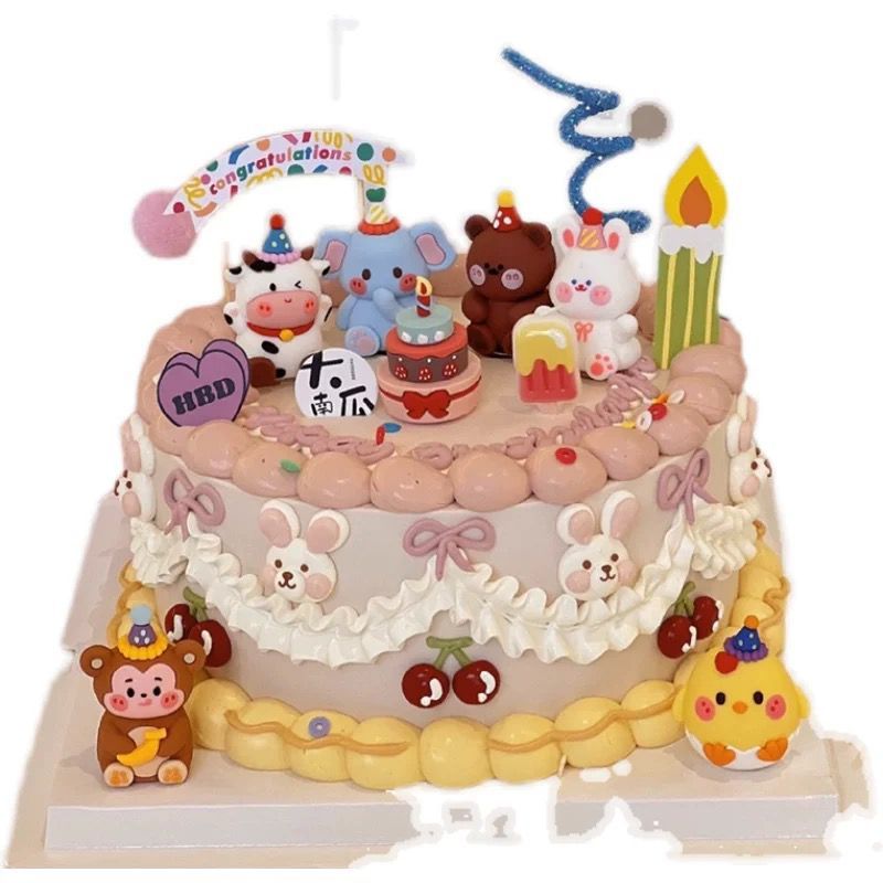 < SJA > PAJANGAN KUE ULANG TAHUN PESTA BINATANG HEWAN KARAKTER SHIO MONYET / HIASAN TOPPER ULANG TAH