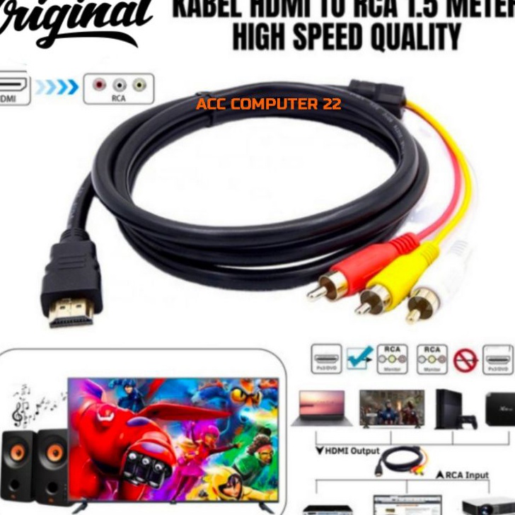 KABEL HDTV TO RCA 15 METER HIGH QUALITY STB FREE BOX
