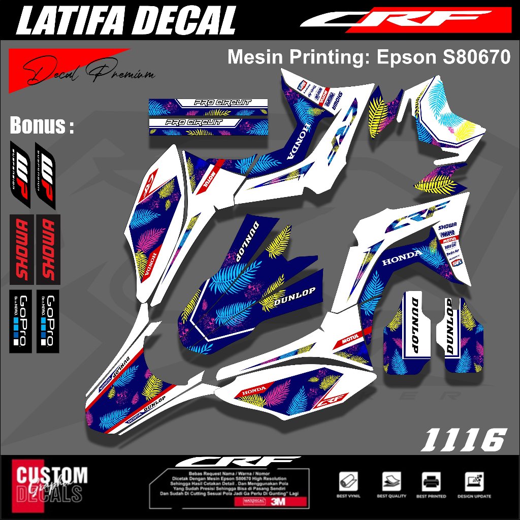 STICKER CRF 150 L FULL BODY / DECAL CRF 150 FULL BODY / DECAL CRF BIRU /PUTIH HITAM