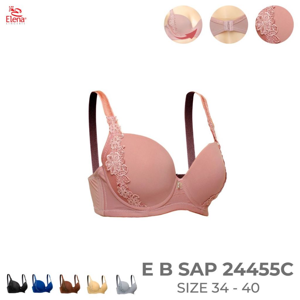 Elena Basic Bra Cup Besar Busa Sedang E 24455 - Size (34C - 40C) - Pakaian Dalam Wanita BH
