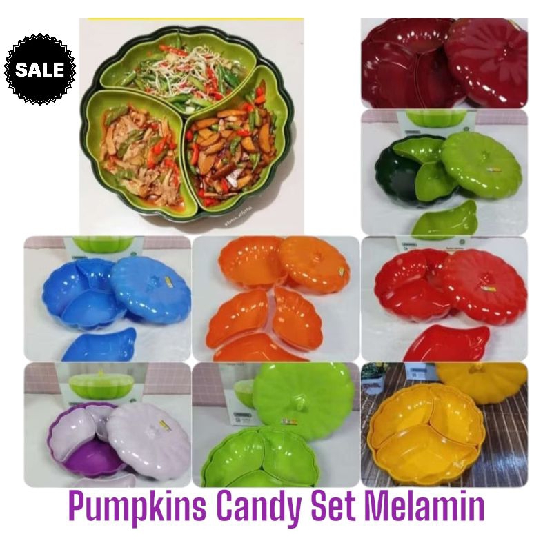 Pumpkins Candy Set Melamin Golden Dragon PS0303 - Candy Set Labu - Tempat Permen - Tempat Lauk