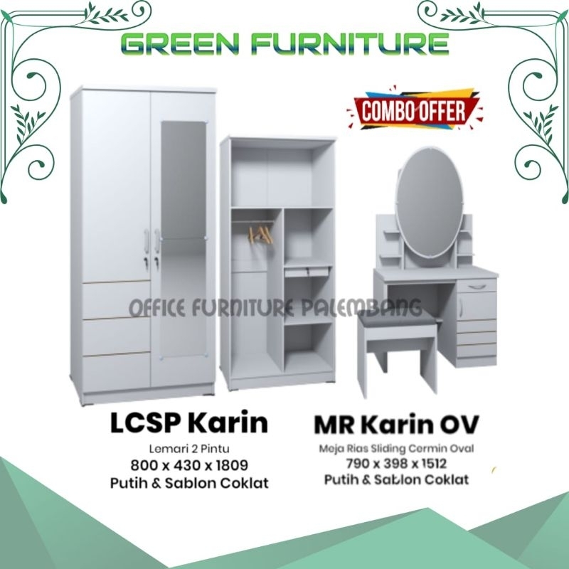 PAKET LEMARI PAKAIAN 2 PINTU+ MEJA RIAS/LEMARI BAJU/KACA RIAS MURAH GSTAR