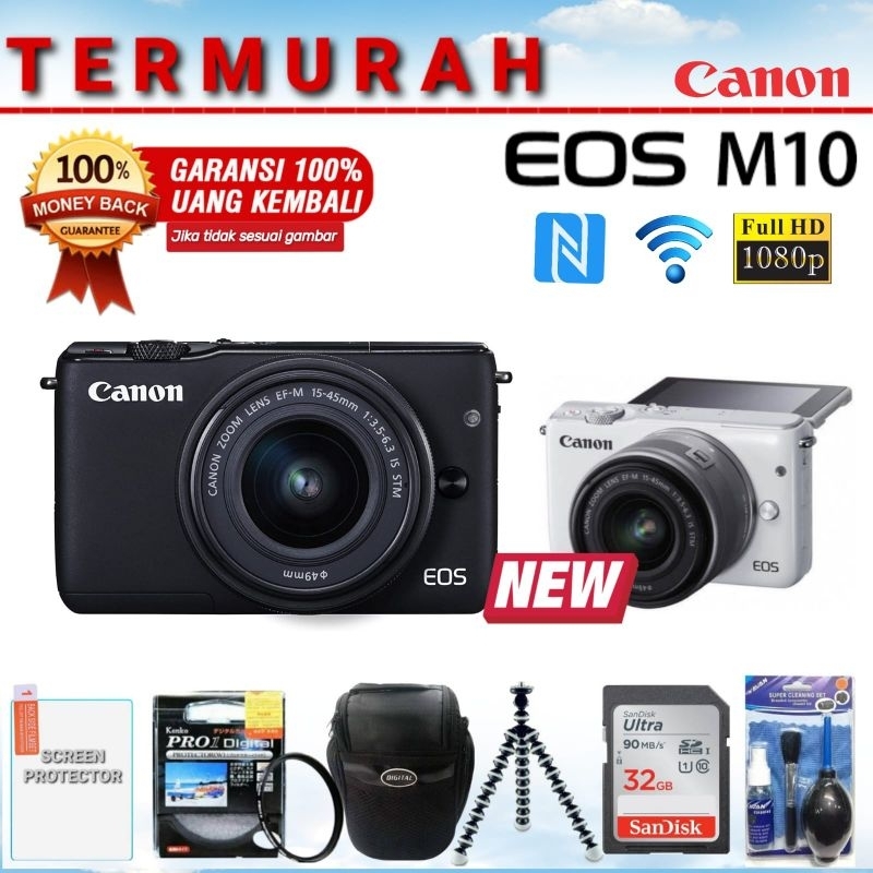 KAMERA CANON EOS M10 WIFI + LENSA 15-45MM IS STM PRODUK ORIGINAL BERGARANSI